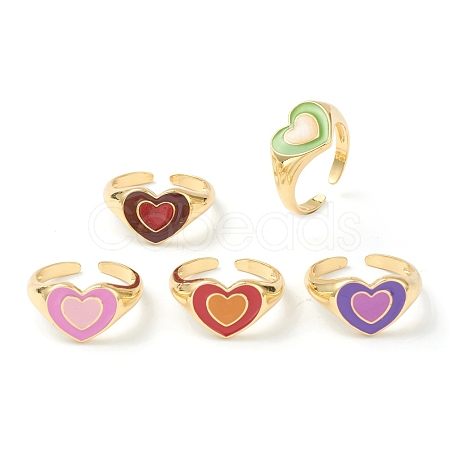 Brass Enamel Cuff Rings RJEW-O043-10G-1