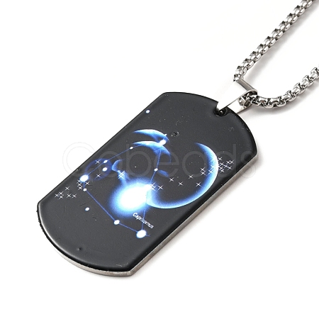 201 Stainless Steel Rectangle with Constellations Pendant Necklace for Women NJEW-G015-01D-1