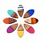 Transparent Resin & Walnut Wood Pendants, Teardrop Shape Charm, Mixed Color, 38x18x3mm, Hole: 2mm