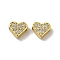 Brass Micro Pave Cubic Zirconia Beads, Lead Free & Cadmium Free, Long-Lasting Plated, Heart, Real 18K Gold Plated, 6x7x3mm, Hole: 1.4mm