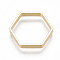 Brass Lining Rings, Hexagon, Nickel Free, Real 18K Gold Plated, 20x18x3mm