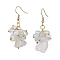 Natural Quartz Crystal & Opalite Dangle Earrings, with 304 Stainless Steel Earring Hooks, Nuggets, Golden, 47.5x17mm