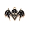 Halloween Alloy Enamel Pendants, Golden, Bat with Skull, 30x22x1.5mm, Hole: 2mm