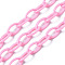 Handmade Opaque Acrylic Cable Chains, Oval, Pearl Pink, 13x8x2mm