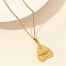 Love Heart Stainless Steel Pandant Necklace, Golden, Beetle, 15.75 inch(40cm)