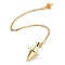 Brass Dowsing Pendulum Big Pointed Cone Pendants, with Lobster Claw Clasps and Chain, Rack Plating, Golden, 220mm, Hole: 2mm