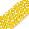 Electroplate Glass Beads Strands, Opaque Solid Color, AB Color Plated, Faceted, Rondelle, Yellow, 2.9~3.3x2mm, Hole: 0.8mm, about 148~150pcs/strand, 39.5~40cm