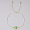 Adjustable Rainbow Dyed Shell Cross Braided Bead Bracelets for Women, Yellow Green