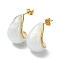 Ion Plating(IP) Golden 304 Stainless Steel Teardrop Stud Earrings, Half Hoop Earrings with Resin, WhiteSmoke, 24x15mm