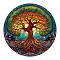 Wooden Puzzles, Children Intelligence Toys, Flat Round with Tree of Life, Colorful, 280mm