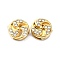 Ion Plating(IP)  304 Stainless Steel Slide Charms, with Rhinestone, Real 18K Gold Plated, Fan, 10.5x5mm, Hole: 2.2x6.5mm