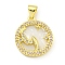 Brass Micro Pave Clear Cubic Zirconia Pendants, with Shell, Real 18K Gold Plated, Pisces, 19x16.8x3mm, Hole: 4x3.5mm