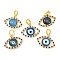 Rack Plating Brass Micro Pave Cubic Zirconia Pendant, with Glass, Long-Lasting Plated, Evil Eye, Real 18K Gold Plated, Mixed Color, 30x28.5x5.5mm, Hole: 6mm