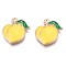 Rack Plating Alloy Enamel Pendants, Cadmium Free & Nickel Free & Lead Free, Light Gold, Peach, Yellow, 17x16x3mm, Hole: 1.2mm