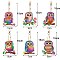 DIY Diamond Painting Pendant Decoration Kits, with Resin Rhinestones, Diamond Sticky Pen, Tray Plate and Glue Clay, Owl, 150x70~90mm, 6pcs/set