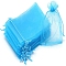 Organza DIY Craft Drawstring Bag, for Valentine Birthday Wedding Party Candy Wrapping, Deep Sky Blue, 15x10cm