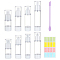 PandaHall Elite 8Pcs 8 Style Plastic Portable Refillable Airless Pump Bottles, Vacuum Press Container, Travel Lotion Bottle, with 1 Sheet Sticker & 1Pc Spoon, Mixed Color, 9.75~15.4x3.3~4.1cm, Cpacity: 15~80ml(0.51~2.71fl. oz)