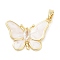 Brass Micro Pave Cubic Zirconia Pendants, with Enamel, Butterfly Charm, Real 18K Gold Plated, 17x23.5x3.5mm, Hole: 5x2.5mm