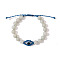 Natural She Taicui Jasper Evil Eye Braided Beaded Bracelets, with Resin & Thread Cord, 6-1/4~9-7/8 inch(16~25cm)