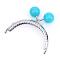 Iron Purse Frame Handle with Solid Color Acrylic Beads, for Bag Sewing Craft Tailor Sewer, Deep Sky Blue, 68x85~87x11mm, Hole: 1.5mm