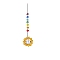 Glass Colorful Beads & Flower Hanging Ornaments, Window Rainbow Maker Hanging Suncatcher for Home Garden Porch Decoration, Gold, 430mm