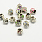 Alloy Rhinestone Enamel Style European Beads, Large Hole Round Beads with Flower, Mixed Color, 10x9mm, Hole: 4.5mm