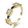 Brass Micro Pave Cubic Zirconia Cuff Rings RJEW-N032-005-NF-4