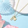 Valentine's Day Brass Heart and Rectangle with Word Love Pendant Necklace NJEW-JN04700-3