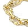 Rack Plating Brass Micro Pave Clear Cubic Zirconia Oval Link Chain Bracelets for Women BJEW-P323-08G-2