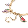 Watermelon & Avocado & Pineapple & Cherry Alloy Enamel Charm Bracelet BJEW-TA00209-6