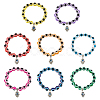 ANATTASOUL 6Pcs 6 Colors Evil Eye Resin Beaded Stretch Bracelets Set with Hamsa Hand Charms BJEW-AN0001-66-1