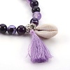 Natural Striped Agate/Banded Agate(Dyed) Beads Stretch Charm Bracelets BJEW-JB04041-M-3