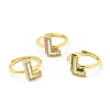 Mixed Color Enamel Initial Letter Adjustable Ring with Clear Cubic Zirconia RJEW-P045-01G-L-1