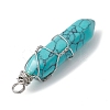 Synthetic Turquoise Copper Wire Wrapped Faceted Pendants PALLOY-JF02474-01-3