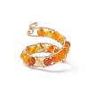 Dyed Natural Agate Round Beaded Open Cuff Ring RJEW-JR00561-7