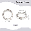 Unicraftale 12pcs Alloy Spring Gate Ring with Rhinestone FIND-UN0003-37P-3