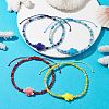 4Pcs 4 Colors Porcelain Braided Bead Anklets AJEW-AN00586-2