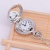 Alloy Flat Round with Pattern Printed Porcelain Openable Quartz Pocket Watch Pendant Necklace WACH-M126-M02-5