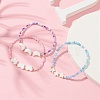 3Pcs 3 Style Star & Moon & Butterfly Shell & Seed Beaded Stretch Bracelets Set BJEW-JB09438-2