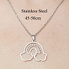 201 Stainless Steel Hollow Rainbow & Cloud Pendant Necklace NJEW-OY001-87-3