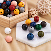 220Pcs 11 Colors Painted Natural Wood European Beads WOOD-TA0001-54-5