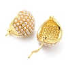 Rack Plating Brass Round Dome Hoop Earrings with Plastic Pearl Beaded EJEW-Q779-04G-2