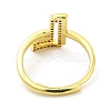 Mixed Color Enamel Initial Letter Adjustable Ring with Clear Cubic Zirconia RJEW-P045-01G-L-3