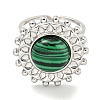 304 Stainless Steel Synthetic Malachite Cuff Rings G-Z056-08P-03-2