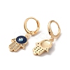 Hamsa Hand with Evil Eye Real 18K Gold Plated Brass Dangle Leverback Earrings EJEW-Q797-04B-01G-2