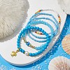5Pcs 5 Style Evil Eye Lampwork & Synthetic Turquoise & Natural Pearl  Beaded Stretch Bracelets Set BJEW-JB09708-2