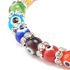 Colorful Evil Eye Lampwork Beaded Stretch Bracelet with Crystal Rhinestone for Women BJEW-JB07872-02-5