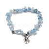 Natural Aquamarine Beads Stretch Bracelet Set for Men Women Girl Gift BJEW-JB06709-4