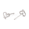 Open Heart Rhodium Plated 925 Sterling Silver Stud Earrings EJEW-I259-07P-2