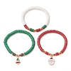 3Pcs 3 Styles Handmade Polymer Clay Beaded Stretch Bracelet Sets BJEW-TA00499-4